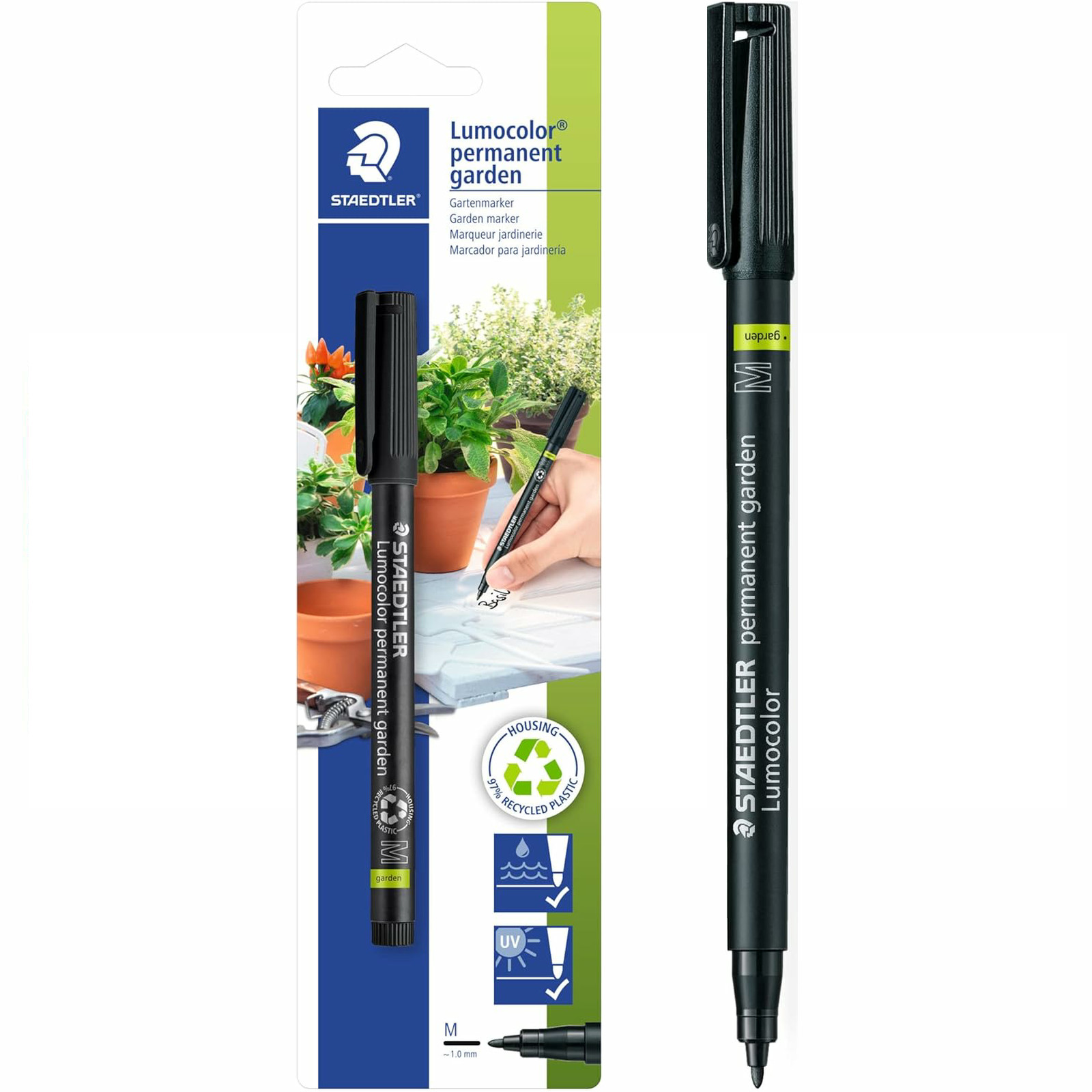 STAEDTLER Lumocolor Permanent Garden Marker Pen - Black Ink - Medium Tip
