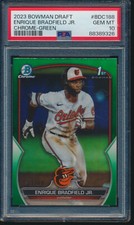 PSA 10 ENRIQUE BRADFIELD 2023 Bowman Chrome Draft GREEN REFRACTOR/99 RC GEM MINT