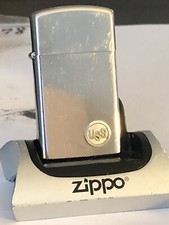 US STEEL Vintage 1978 Zippo Slim Lighter GREAT SPARK! Chrome