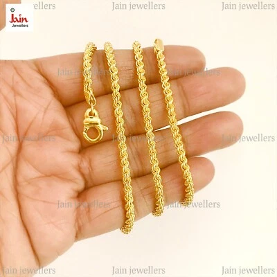 Echt Gold 18 Karat Beschauzeichen Solid Diamantschliff Seil Halskette 4MM Unisex - Bild 1 von 4