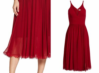 Dress the Population Alicia Mixed Media Midi Dress Color-Red Size Large MSRP$198 | eBay Dress the Population Alicia Mixed Media Midi Dress Color-Red Size Large MSRP$198 | eBay