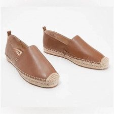 Sam Edelman Khloe Espadrille Leather Flats comfort Sz 6 1/2 tan brown slip on
