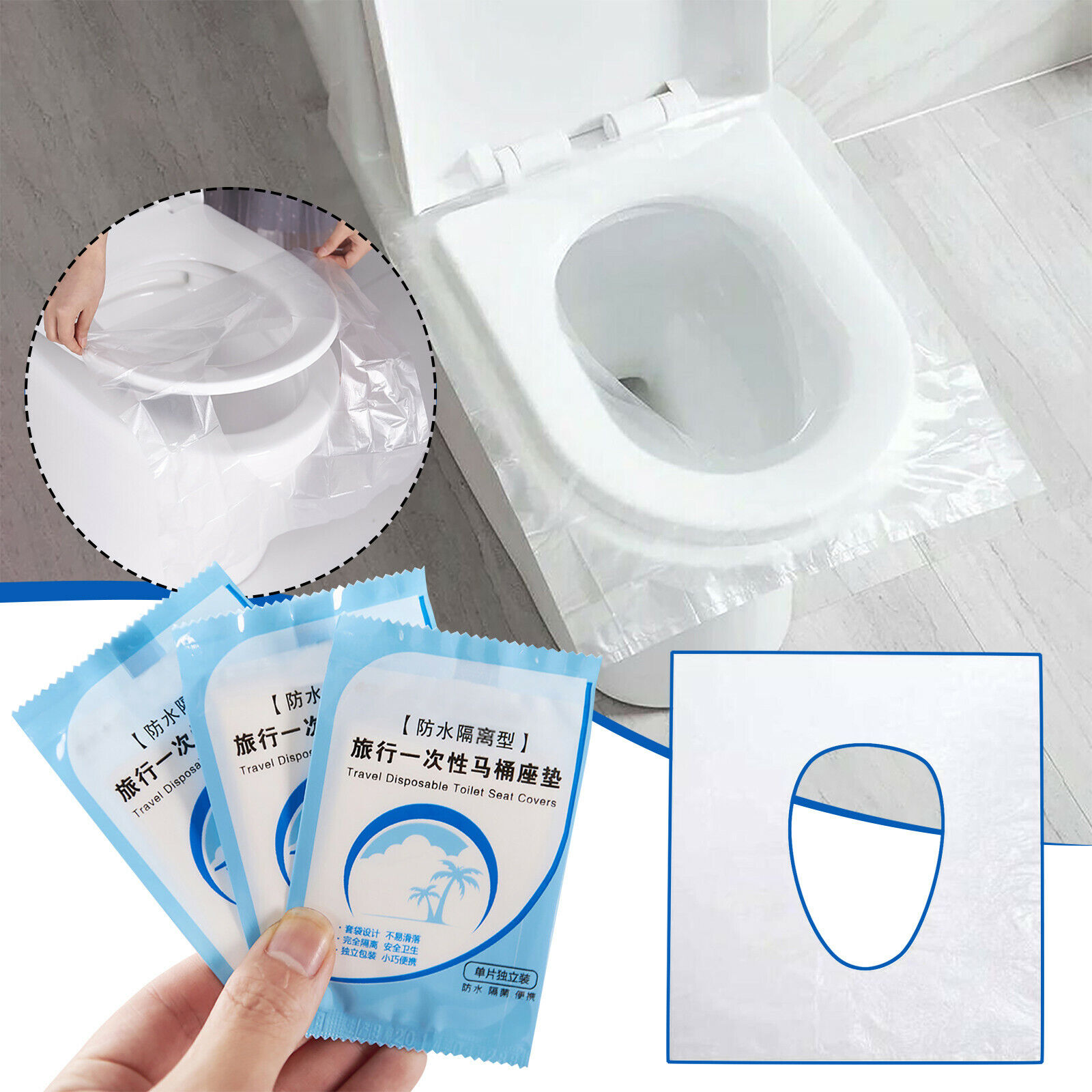 100 Pack Disposable Toilet Seat Cover Waterproof Individually Wrapped for  Travel | eBay