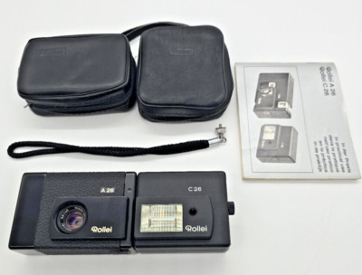 Rollei A26 mit 3,5/40mm + Blitzgerät Flash Aufsteckblitz C 26 - ungetestet