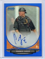 2013 Bowman Chrome Blue Refractor Autograph Chance Sisco RC 70/99 Auto 