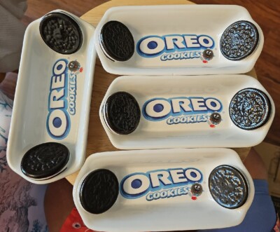 Vintage White Ceramic Kraft Foods Oreo Cookies Dish Set of 4