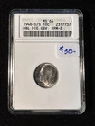 1946 S/S ROOSEVELT DIME ANACS MS 64 DBL DIE OBV RPM-8 737