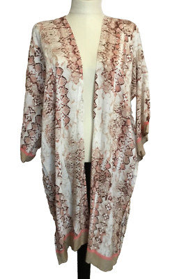TIME AND TRU SNAKE PRINT KIMONO Open Front Knee Length Robe/Cover Sz L/XL
