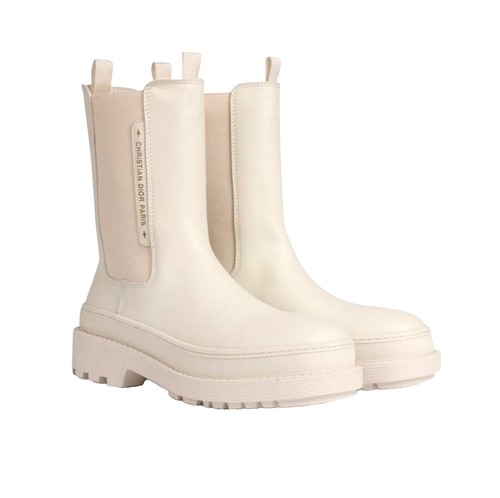Just Fab Ayden Chunky Block Heeled Kneel Boot in Bone Us Size