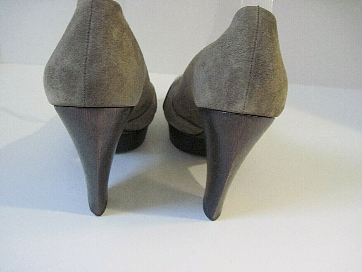 BCBGMAXAZRIA Taupe Suede Silver Leather Front Wedge Heel  BCBG Teaven Taupe Suede Wedges main image 0