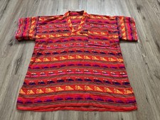 Rare Vintage Guatemala Woven Ethnic Fabric Pullover Poncho Style Shirt