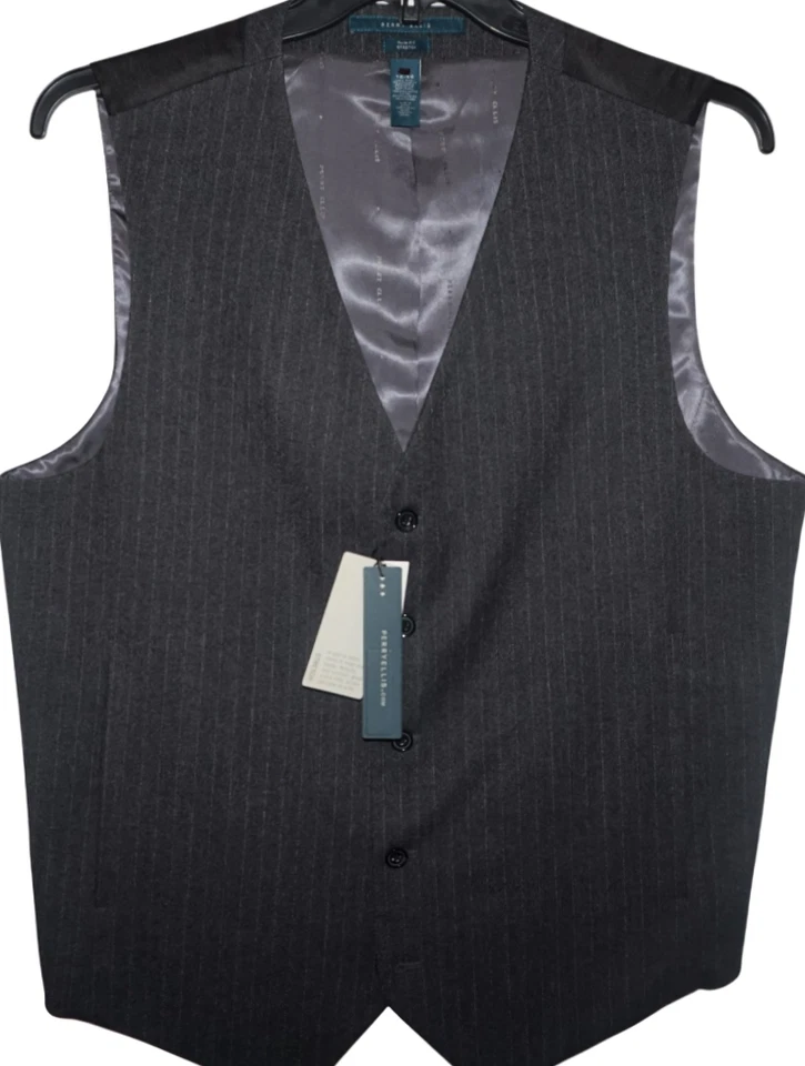 Perry Ellis Vest Charcoal Gray Striped Tall XLT Slim Stretch Business NWT (V-73) - Image 3 of 4