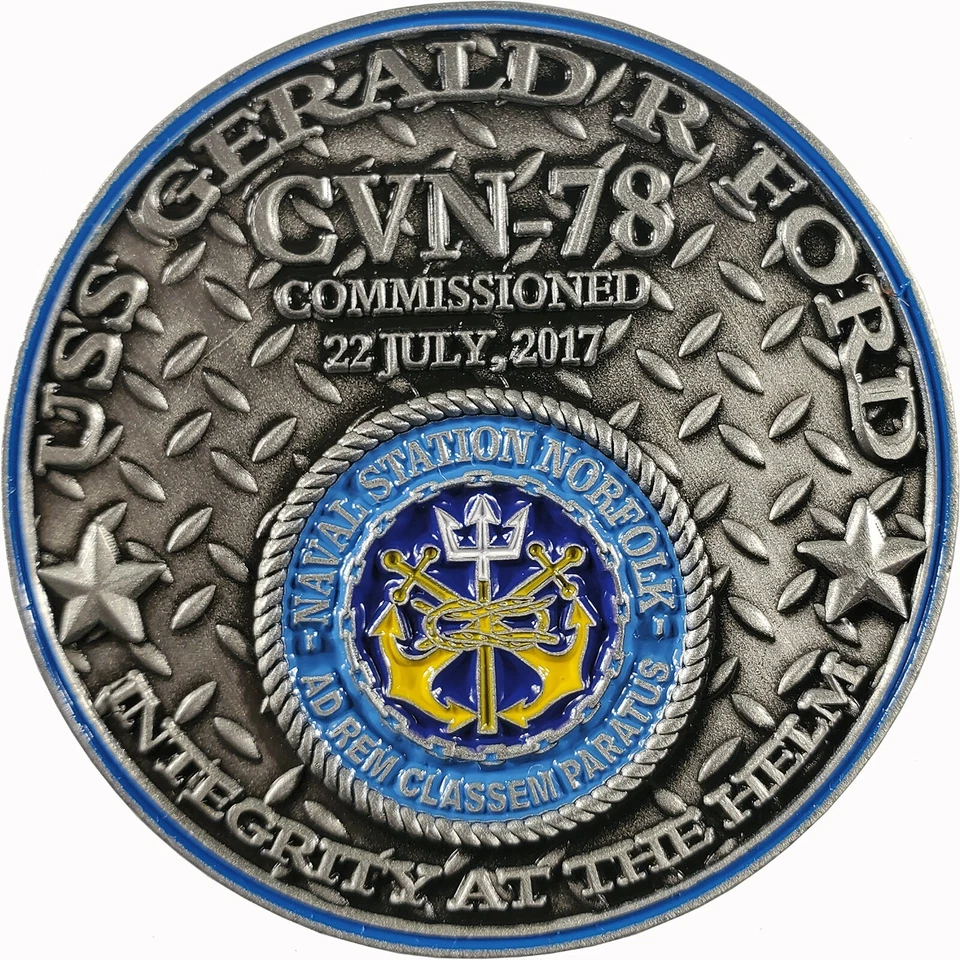 Moneda Desafío Conmemorativo USS Gerald R Ford CVN-78 2" Diámetro 161 Foto 2 de 2