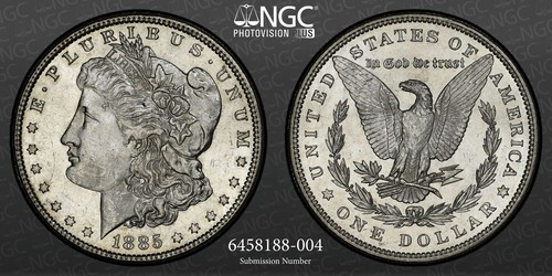 1885 Morgan MS63PL, Bright and shiny, NGC PhotoVision with light and dark Images - Picture 3 of 5