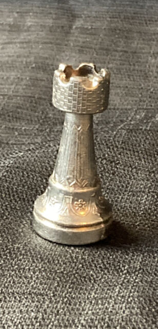 Vintage Metal Chess Replacement Piece Silver Rook 2”