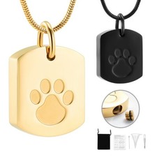 Paw Print Memorial Ash Keepsake Pendant Cremation Jewelry Urn Necklace for Ashes
