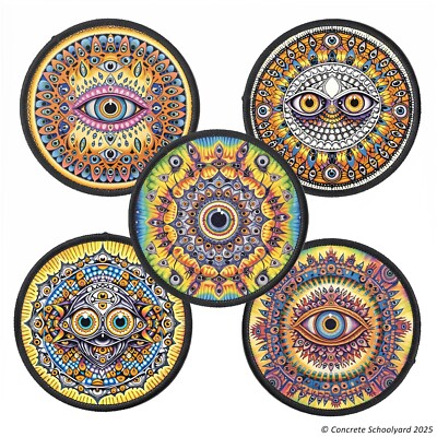Fraktales Auge 5er Aufnäher Pack: Psychedelisches DMT Acid LSD Trippy Patch