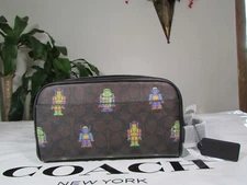 NWT Coach Robot Print Small Travel Kit In Signature Canvas CW199 Walnut Multi