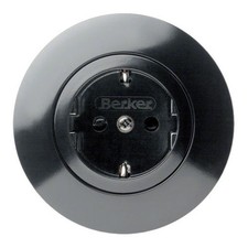 Berker Hager Steckdose Serie 1930 incl. Rahmen weiß schwarz Nostalgie Porzellan