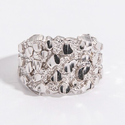 SOLID 10K Gold Large Square Nugget Ring Yellow White Rose Gold