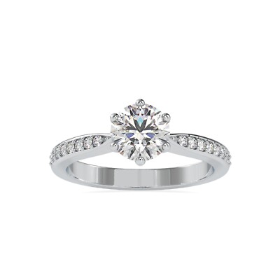 1,15 KT LABORGEWACHSENER DIAMANT RUNDER SEITENSTEIN VERLOBUNGSRING IN 14 K WEISSGOLD