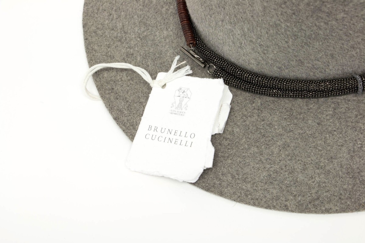 Brunello Cucinelli NWT Fedora/Hat with Leather Band and Beads. 100% Rabbit Fur NWT $1895 Brunello Cucinelli Women 100% Rabit Fur Fedora Hat  main image 3