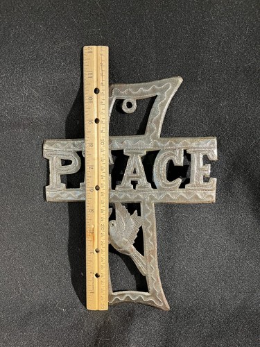Mexican Punched Tin Peace Cross Wall Hanging Dove Bird -- 4269 - Picture 3 of 3