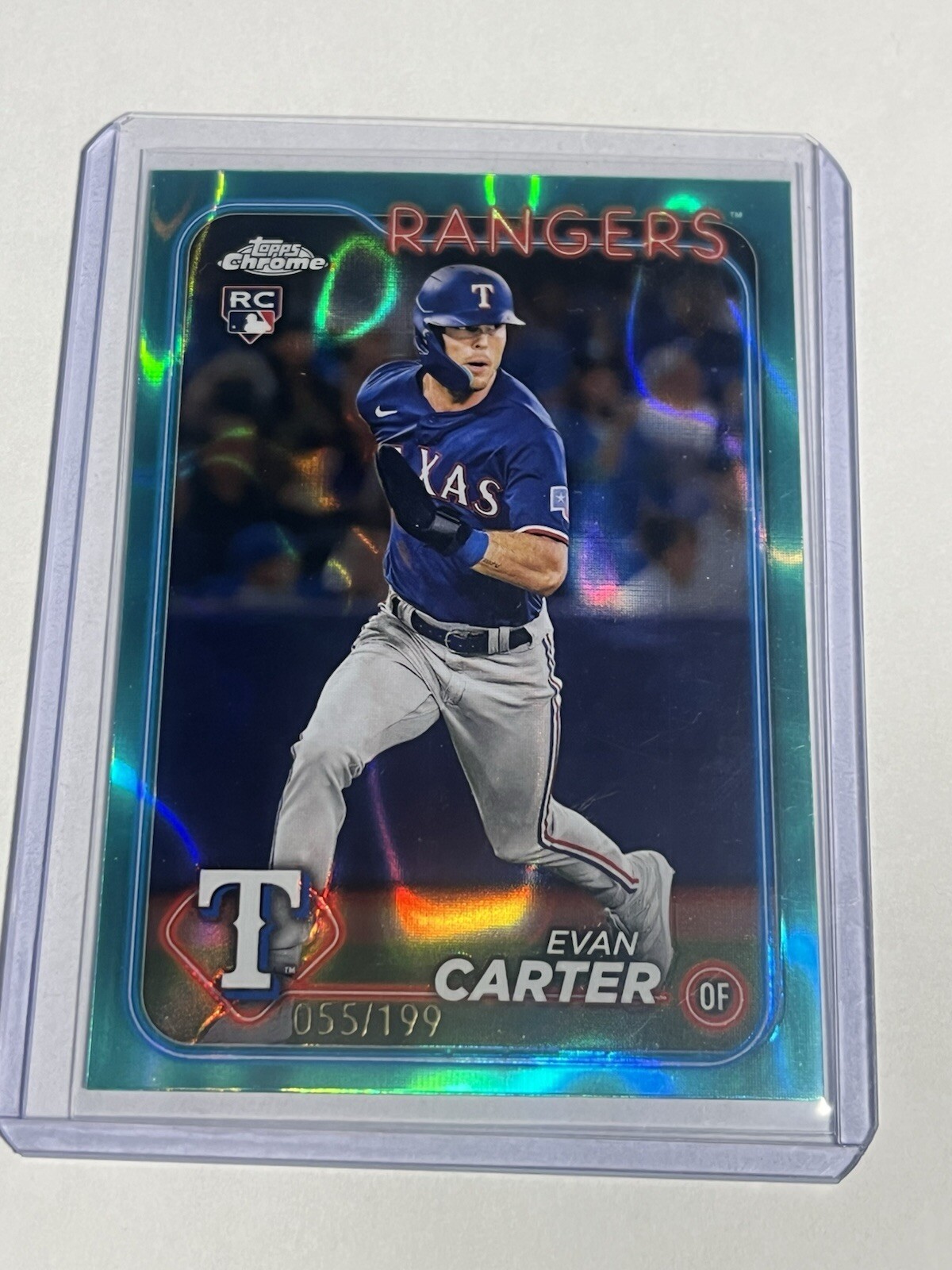 2024 Topps Chrome - Aqua Refractor #136 Evan Carter /199 (RC)