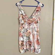 ASOS DESIGN button front satin mini dress in newspaper print