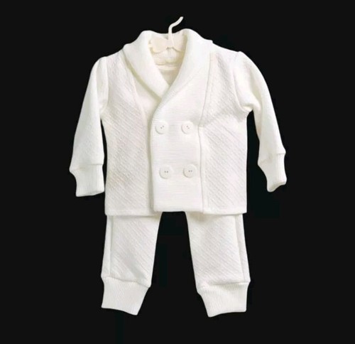 Baby Boys White Christening Baptism Shower Outfit Set 2pc Set warm 6-9 months - Picture 2 of 9