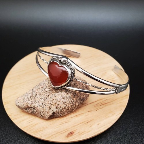 Schöne Karneol Edelstein 925 Sterling Silber Handgemacht Armband Manschette - Bild 2 von 7