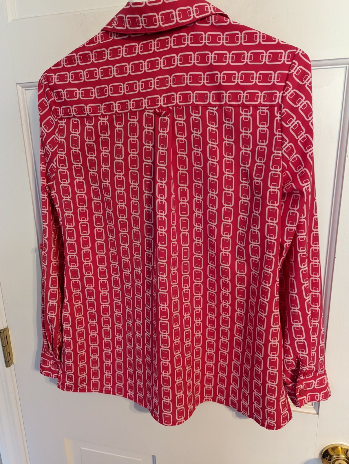 Notations Bright Pink Chain Link Button-Down Blou… - image 11