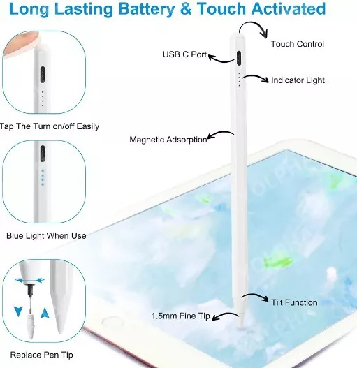 Universal Stylus Stift für Tablet Handy Touch Stift IOS Android Windows Schwarz - Bild 3 von 4