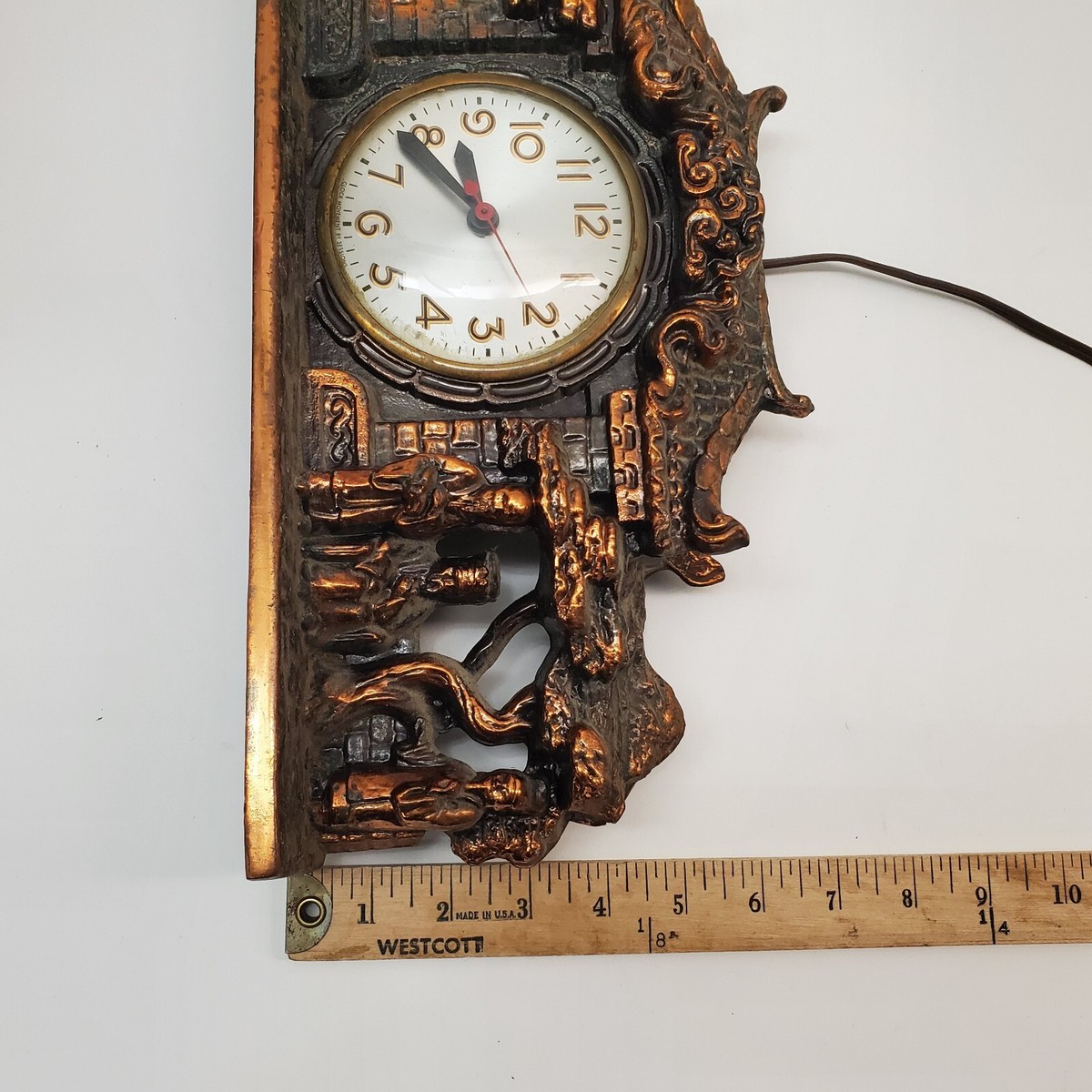 Vtg 1950 Lane & Co Asian Oriental Mantel Clock Chinese Japanese