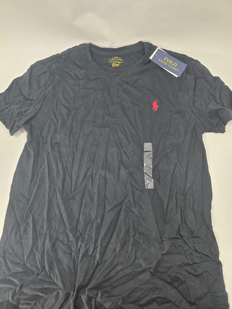 100% Cotton Ralph Lauren Polo V Neck T-Shirt Black Small