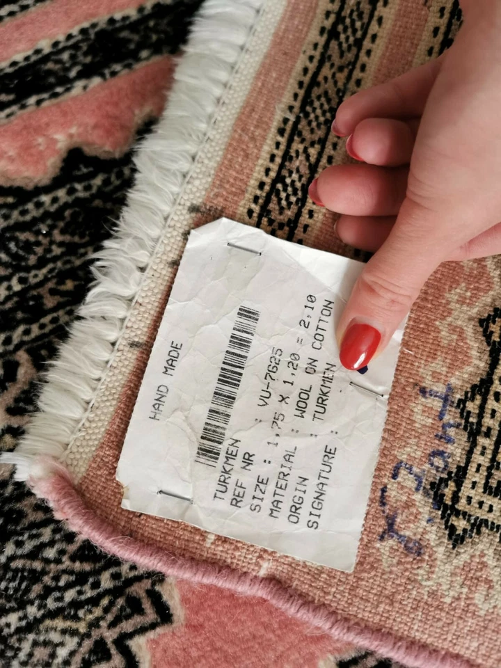 Teppich Orient Grau/Rosa 1,75 m x 1,20 m Handmade - Bild 2 von 4