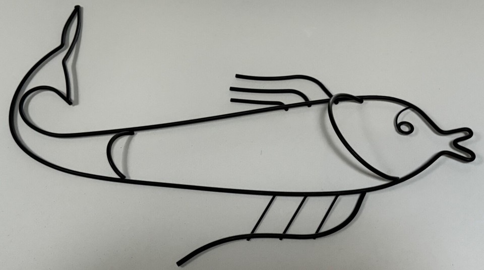 Vintage 50s Sculptural Wire Metal Atomic Fish Wall Art Mid Century MCM Modern