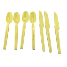 Vintage 7 Piece Yellow Reusable Deka Plastics Inc Flatware Silverware 1980’s