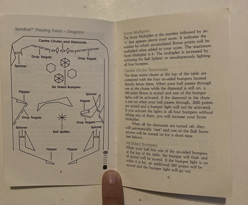 Spinball Instruction Manual Vectrex 1982 - Image 3 of 3