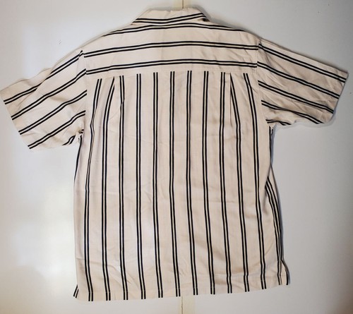 Tommy Bahama Men's Medium Short Sleeve Button Down Blue Yellow Stripes Cream - Picture 5 of 5