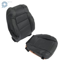 Leather Driver Top Bottom Seat Cover For Ford Mustang 2015-2023 Perforated Black