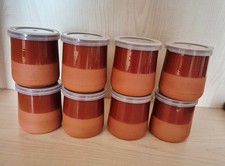 8 Terrakotta Becher Cermer mit Deckel- Backof...