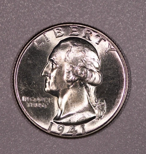 1941-P "Washington" Silver Quarter-Dollar Coin, Mint State Condition
