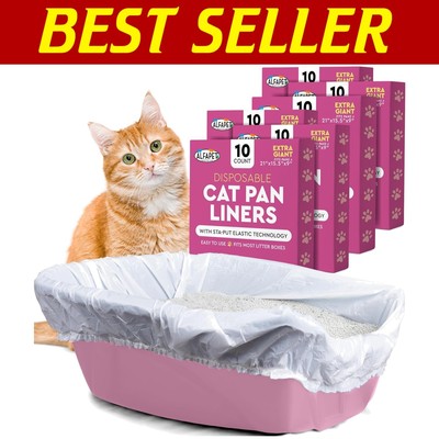 60 Heavy Duty Unscented Cat Litter Liners - Easy Cleanup & Sta-Put Technology