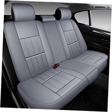 AOOG Leather Car Seat Covers for Cars SUV Pick-up Truck, Rear Seat Gray