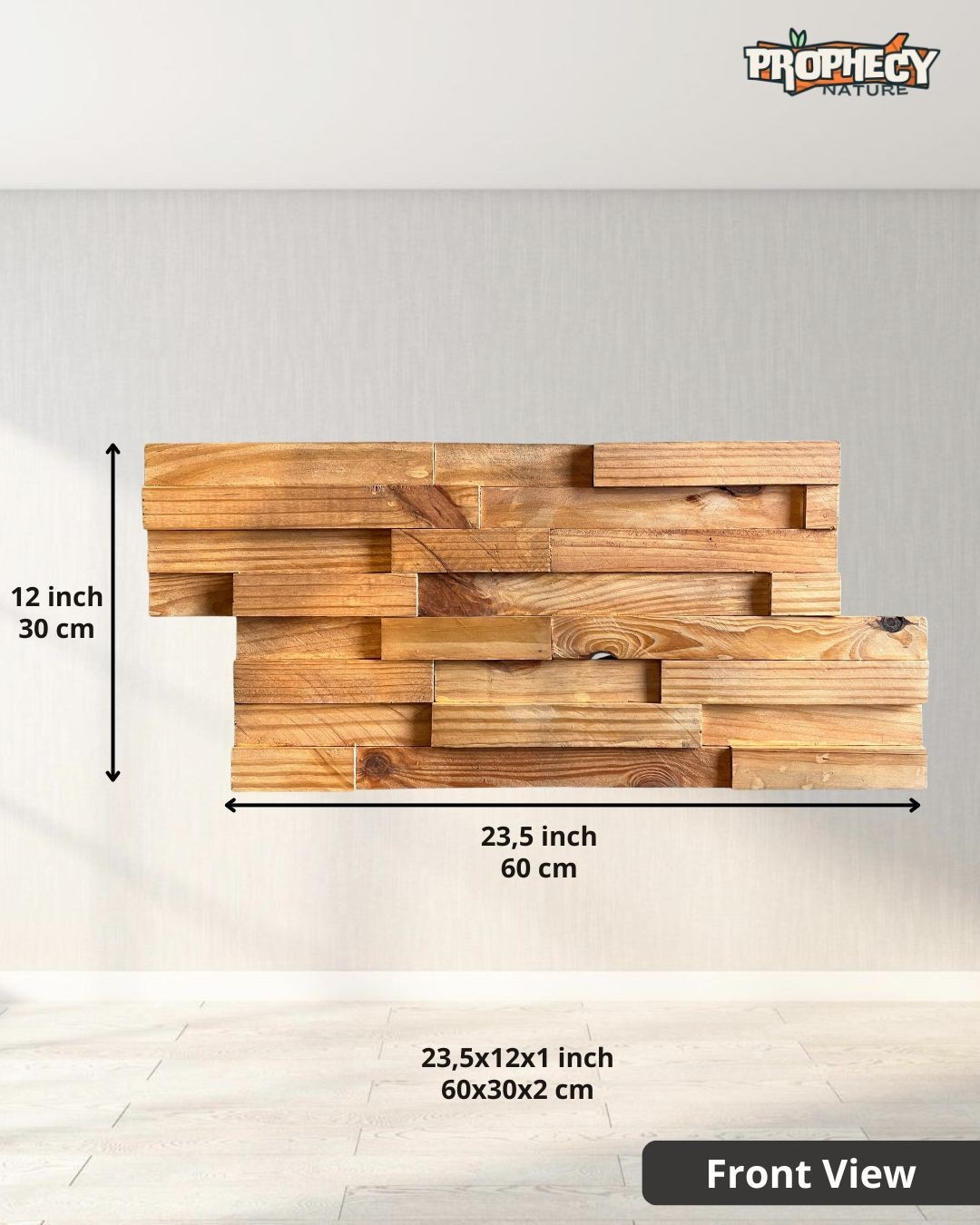 23”x12” Solid Wood Wall Panel – Decorative 3D Wooden Art Panel – Ready to Mount