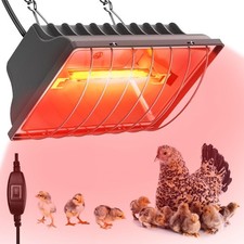 250W Chicken Coop Heater 2 Modes Heat Lamp W/ Backup Tube For Chicks Dog Reptile