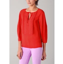 Diane Von Furstenberg Iliana Coral Pink Embellished Womens Blouse Size 6