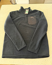 NWT Under Armour Men's Gray Fleece 1/4 Snap Mock Neck Pullover Loose Fit L