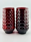 Vintage Bubble Ruby Red Anchor Hocking 5 ¾" Tumblers Set of 4 Made in USA 16 oz